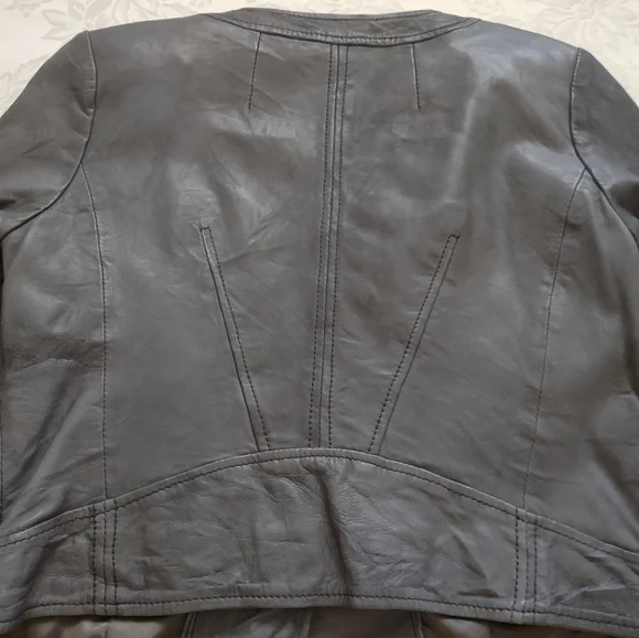 Boden limited edition leather biker Moto cropped asymmetric jacket